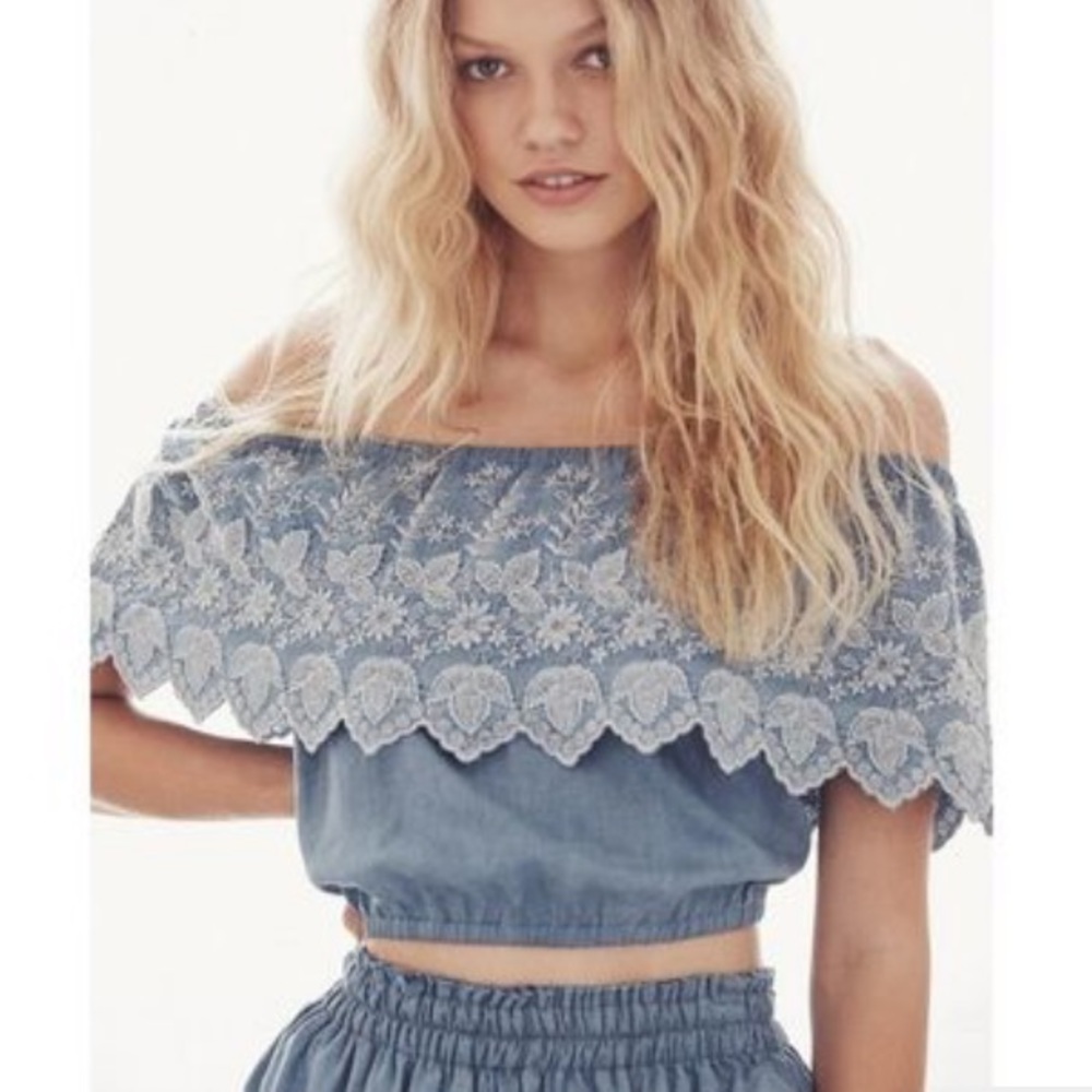 LoveShackFancy Tori Off the Shoulder Top